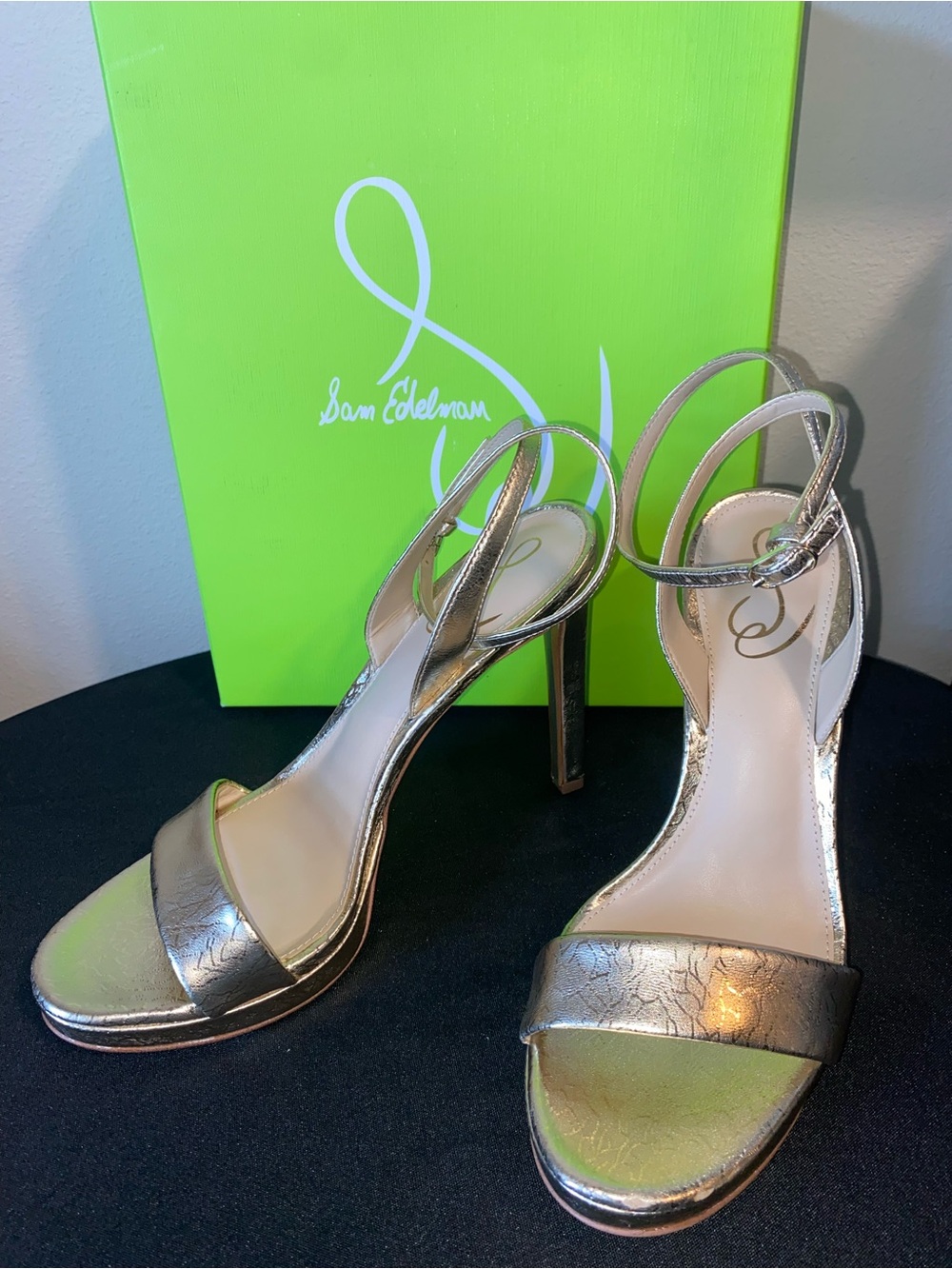 Sam Edelman Metallic Gold Strappy Slingback Heels